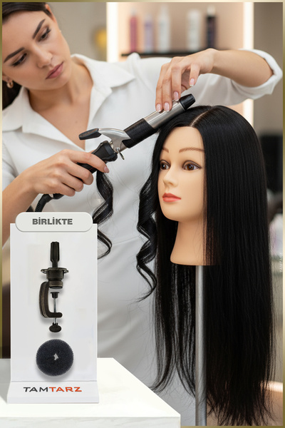 Genel Markalar Tamtarz - Fiber Sentetik Kuaför Eğitim Mankeni / Siyah Masa Ap...