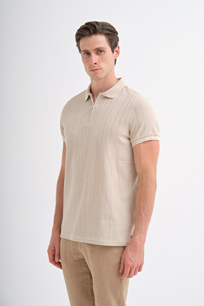 Cazador Ανδρικό μπλουζάκι Polo Neck Beige 4122