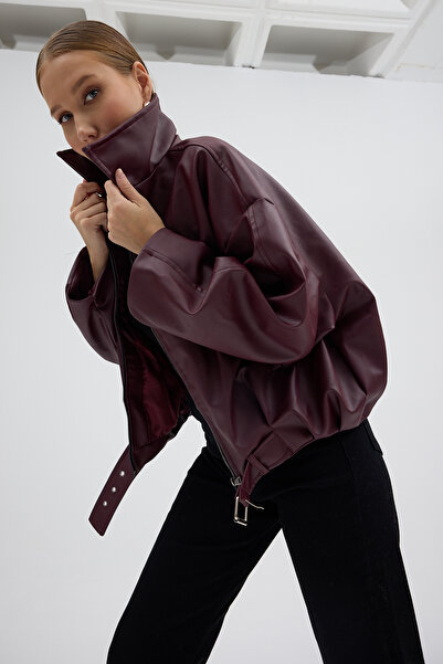 First Man Yeni Sezon P&B Oversize Bomber Deri Ceket