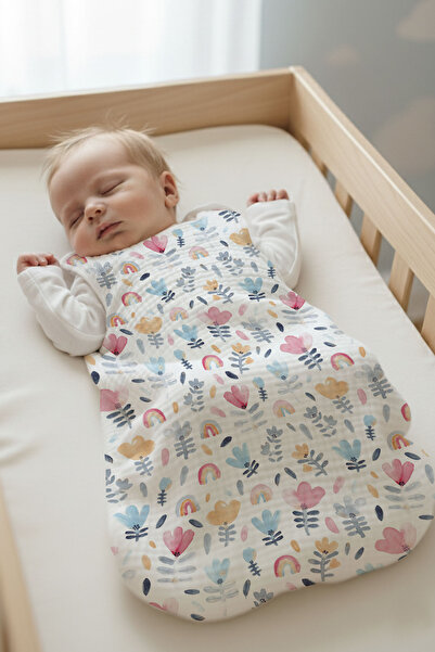 Tuğba Kuğu 4 Layer Muslin Baby Sleeping Bag (0-18 MONTHS) - World of Colorful Flowers