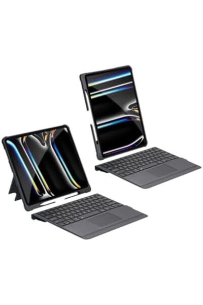 Glassology Ipad Pro 12.9" (2018–2021) Folio, Detachable Keyboard & Trackpad, Bilingual, W/ Screen Guard.