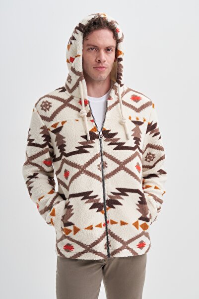 Cazador Ζακέτα με κουκούλα με vintage σχέδιο από γούνα κανονική εφαρμογή