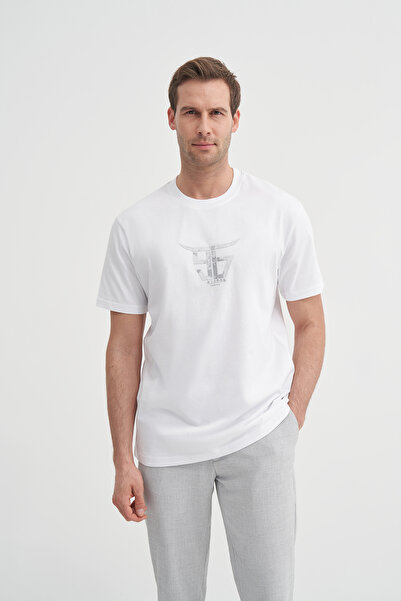 Cazador Велосипедна комір Regular Fit Бавовняна футболка з принтом