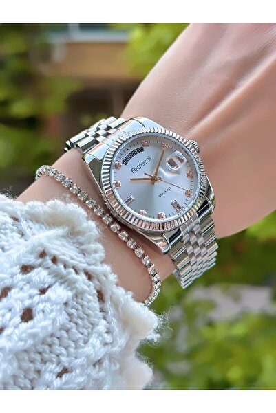Ferrucci ÇELİK KORDON TAKVİMLİ KADIN KOL SAATİ 3 ATM SU GEÇİRMEZ 2 YIL GARANTİLİ