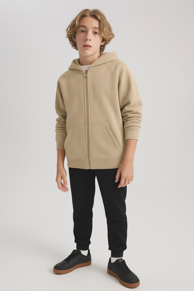 AHENGİM Fete - Băieți Basic Fermoar Gros 3 fire Iarna Școală Sweat Ak1815