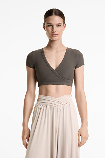 Oysho Modal karışımlı rib çapraz tank top