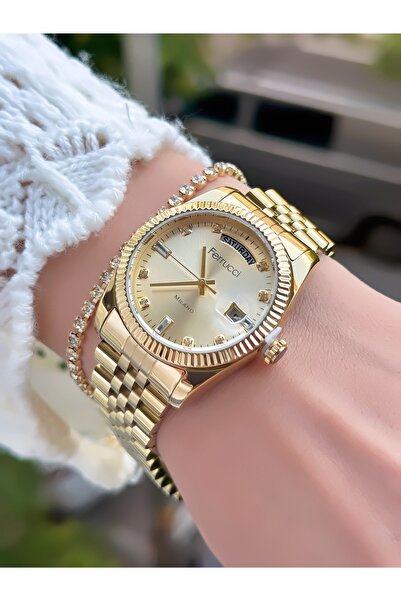 Ferrucci Woman's Wrist Watch with Steel Cord Calnder 3 Atm Waterproof 2 Years...