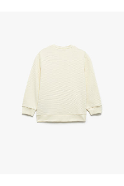 Koton Βαμβακερό μακρυμάνικο φούτερ με λαιμόκοψη με βασικό σχέδιο