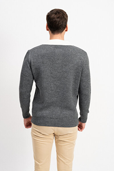 F&K Polo Neck Two Color Men's Knitwear Sweater