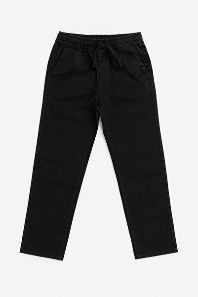 Perendi Erkek Çocuk Pamuklu Gabardin Jogger Pantolon Siyah