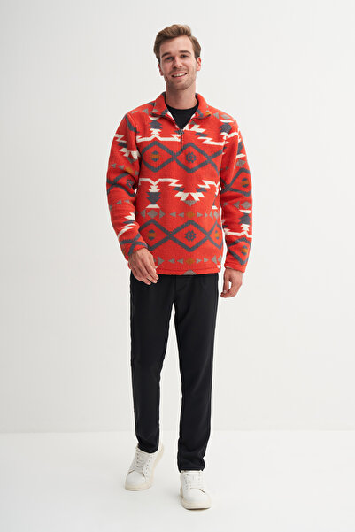 Cazador Світшот з прямим коміром, регулярного крою, з вінтажним візерунком і хутряною фактурою