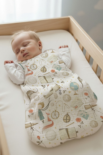 Tuğba Kuğu 4 Kat Müslin Bebek Uyku Tulumu (0-18 AY) - Küçük Prens