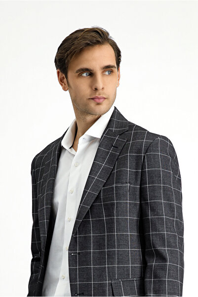 Kiğılı Slim Fit Dar Kesim Kareli Kombinli Takım Elbise