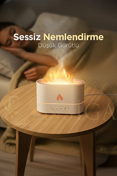 EN SİGA Alev Aroma Difüzör Lamba Ultrasonik Aromaterapi Nebulizatör Hava Nemlendirici Uçucu Yağ Difüzörü