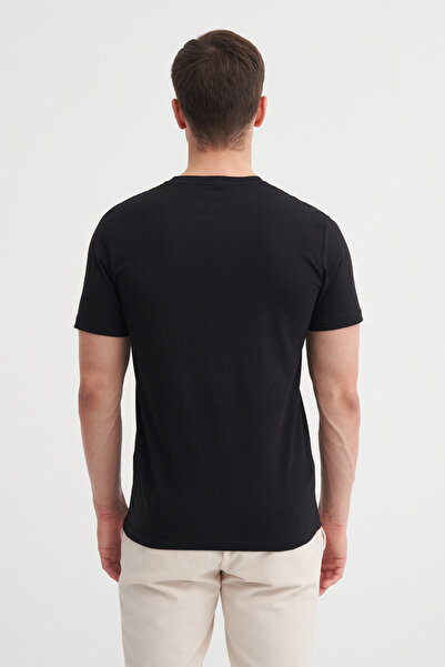 Cazador Тонкий приталений бавовняний трикотаж з принтом на горловині