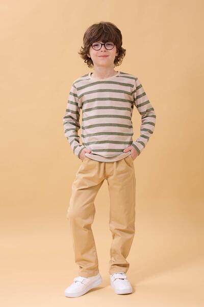 Perendi Erkek Çocuk Pamuklu Gabardin Jogger Pantolon Kahverengi