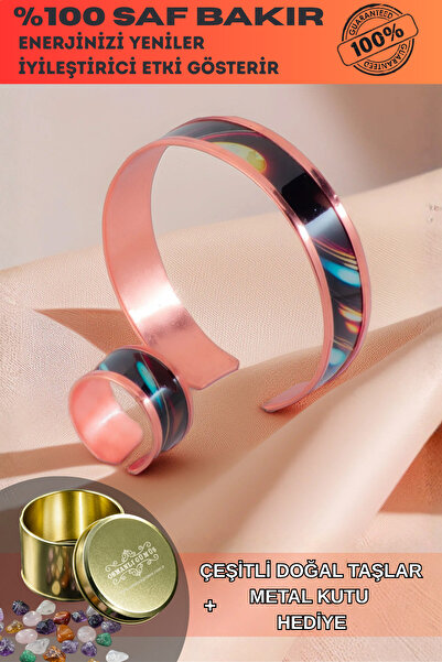 OSMANLI GÜMÜŞ طقم خواتم نحاسية للنساء - موديل أندريلينا مع علبة معدنية مطبوعة...