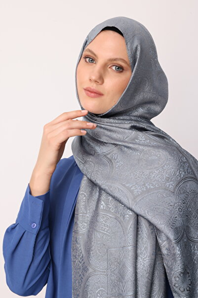 Mooncorn Vera Pattern Shine Line Shawl Dark Gray-Light Blue