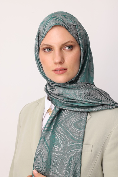 Mooncorn Liva Pattern Shine Line Shawl Emerald-Pink