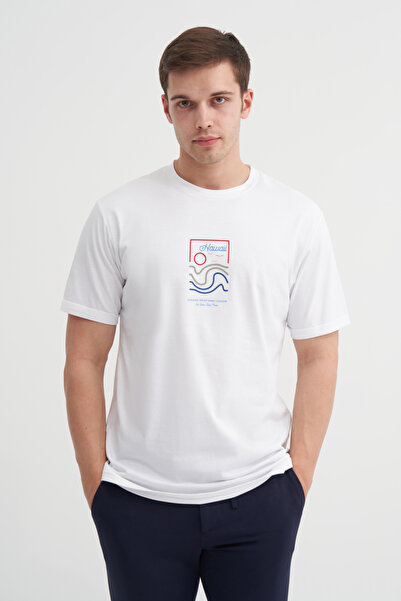 Cazador Тениска с кръгло деколте, стандартна кройка и памучен десен