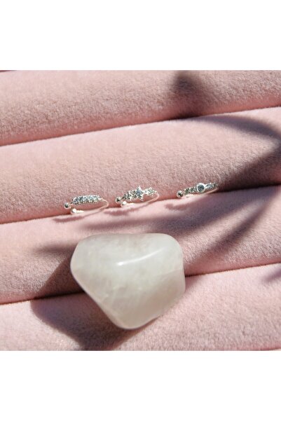 Heppii 925 Ayar Gümüş Deliksiz Sıkıştırmalı Burun Hızma Seti – Taşlı, Yıldızl...