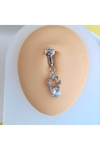 Heppii Deliksiz Göbek Piercing Mıknatıslı Sıkıştırma Kedi Figürlü Delik Gerektirmez