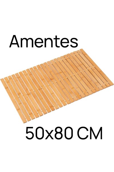 Amentes Χοντρό Φυσικό Μπαμπού Αντιολισθητικό Χαλάκι Μπάνιου 80 Χ 50 Εκ