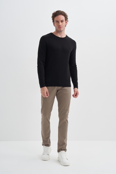 Cazador Slim Fit Cotonel Pamuk Karışımlı Vintage Bisiklet Yaka Kazak