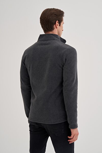 Cazador Basic Polar Fabric Regular Fit Stand Collar Sweat Cardigan