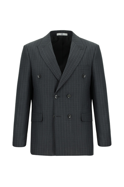 Kiğılı Regular Fit Yünlü Çizgili Kruvaze Takım Elbise