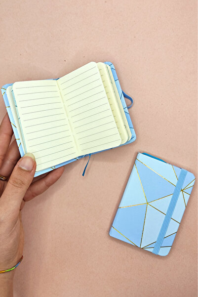 Limmy Блокнот A7 з синім геометричним візерунком і еластичною кишенею