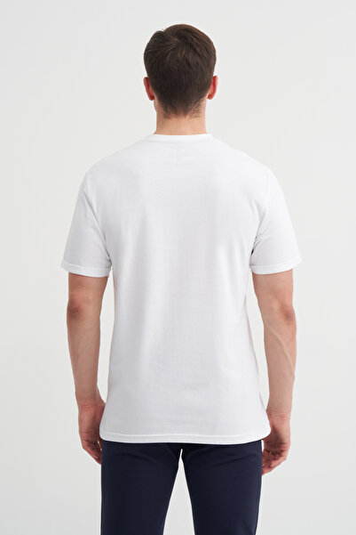 Cazador Тениска с кръгло деколте, стандартна кройка и памучен десен