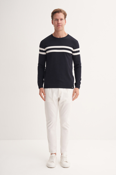 Cazador Слім-фіт віскозна тканина Basic Двосмуговий светр з велосипедним коміром