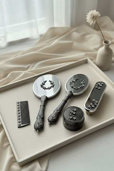 Pierre Paris Çiçek Motifli Hediyelik Ayna Tarak Seti – Gelin Bohçası İçin Özel