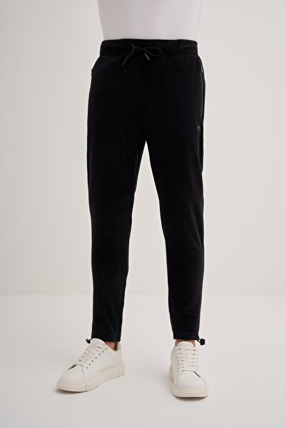 Cazador Slim Fit Elastic Cuff Drawstring Lock Fleece Sweatpants with Tie at the Waist