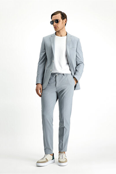 Kiğılı Super Slim Fit Extra Slim Fit Striped Elastic Waist Drawstring Seersucker Suit