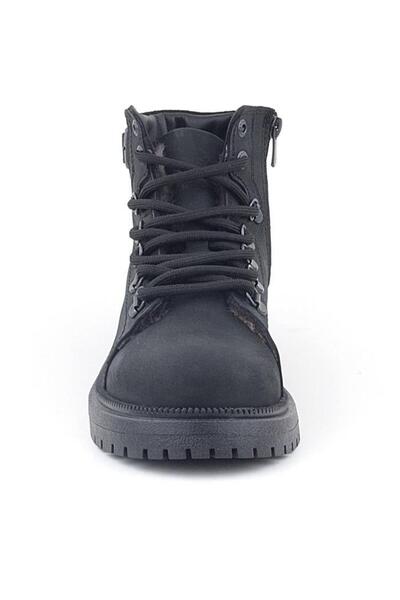 Rakerplus Справжня хутряна шкіра, чорний нубку, шнурівка, застібка-блискавка, дитячі зимові черевики