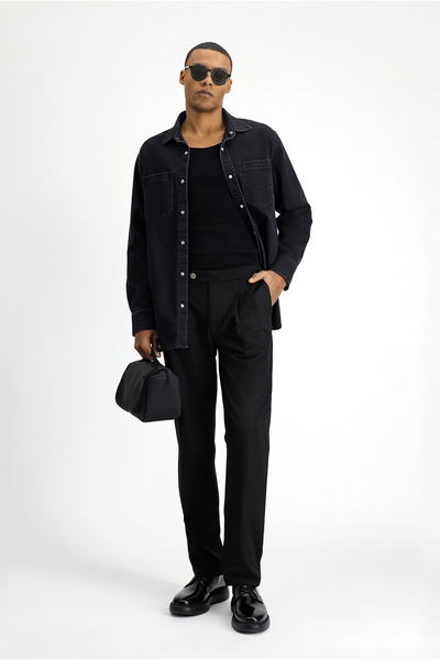 Kiğılı Regular Fit Tokalı Pileli Klasik Kumaş Pantolon