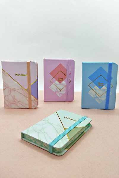 Limmy Dekoratif Şık A7 Not Defteri , Lastikli Cep Defteri - Pudra