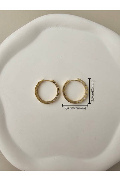 Zivazer Store kadın çelik kararmaz xuping taşlı 14k gold renginde halka küpe