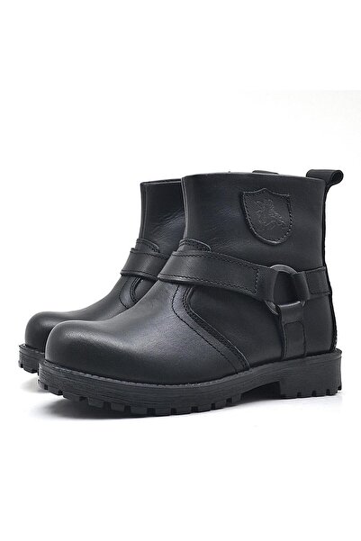 Rakerplus Chiron Genuine Leather Black Zippered Children's Boots