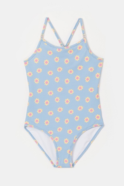 Woody Κορίτσια 10-16 ετών UPF50+ Προστασία μαγιό-Zwb - 959-Floral Printed Blue