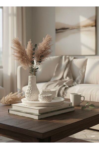 VARKAL İskandinav Tarzı Daimond Desenli Minimal Mum Vazo Tepsi Mumluk Sunum V...