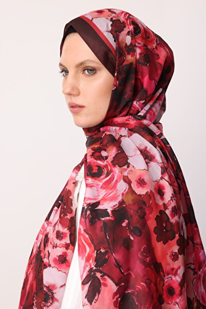 Mooncorn Burgundy Rossel Pattern Cotton Shawl