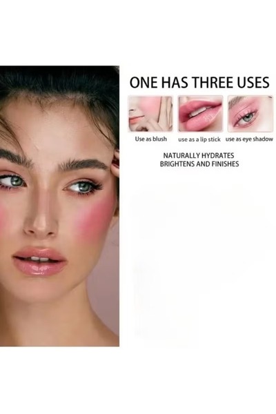 huitich Petal Soft Glow: High-Pigment Baby Pink Cream Blush Stick with Brush Summer Breeze