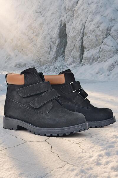 Rakerplus Neson Справжня шкіра Чорний нубку Чоловічі дитячі черевики на липучках