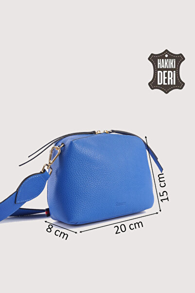 SİMORE Hakiki Deri Kadın El Çantası Mavi SMR9220