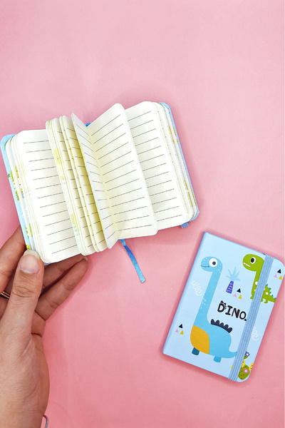 Limmy Dinazor A7 Not Defteri , Lastikli Cep Defteri - Mavi