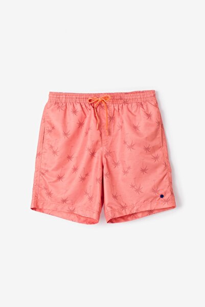 Woody 2-8 Yaş Erkek Çocuk Deniz Şortu-Qww - 943-Palmiye Baskılı Turuncu