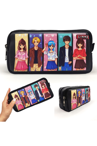 Limmy حافظة أقلام رصاص من نوع Anime Group، حافظة أقلام رصاص من الجلد النباتي، حافظة أقلام رصاص مكونة من قسمين